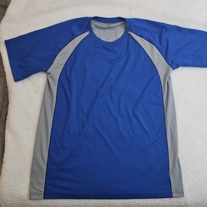 Alo Yoga Men's Performance shirt blue grey colorblock XL 100% Polyester